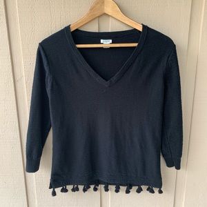 Jcrew tassel hem black sweater size extra small